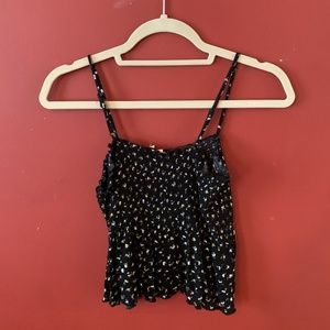 Black Floral Crop Tank Top